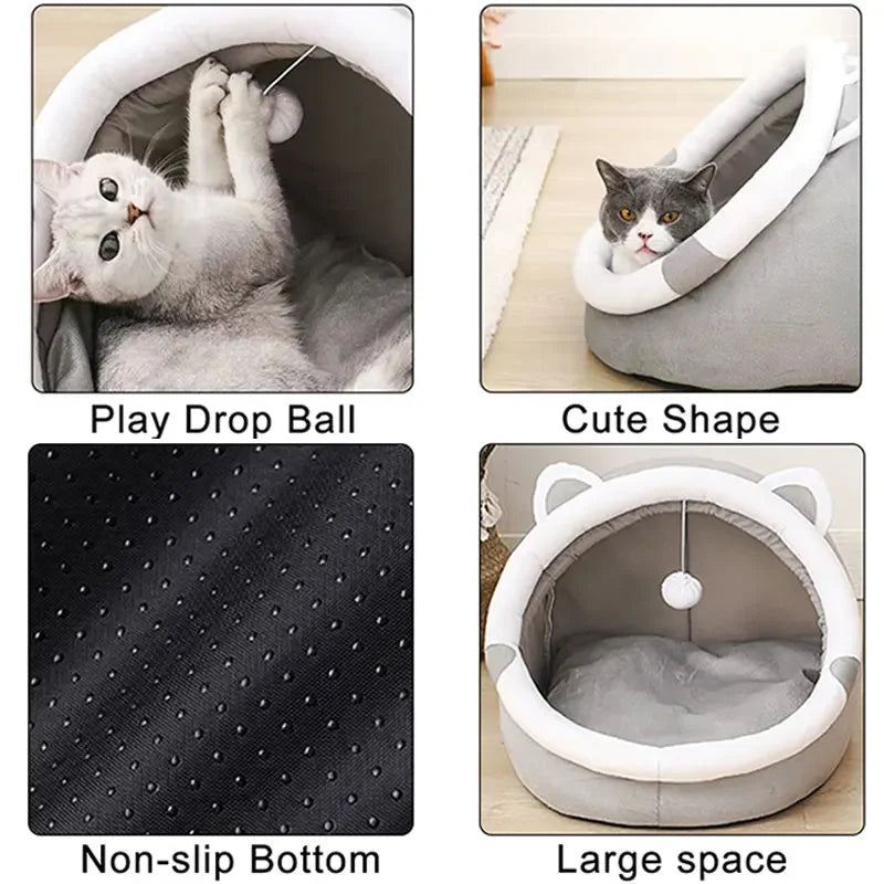 Foldable Cat Cave Bed for Cats and Small Dogs