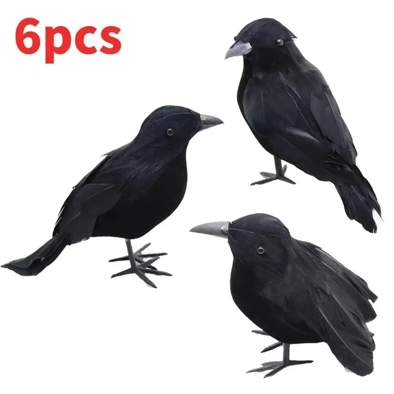 Realistic Halloween Crows – Set of 6 Decorations