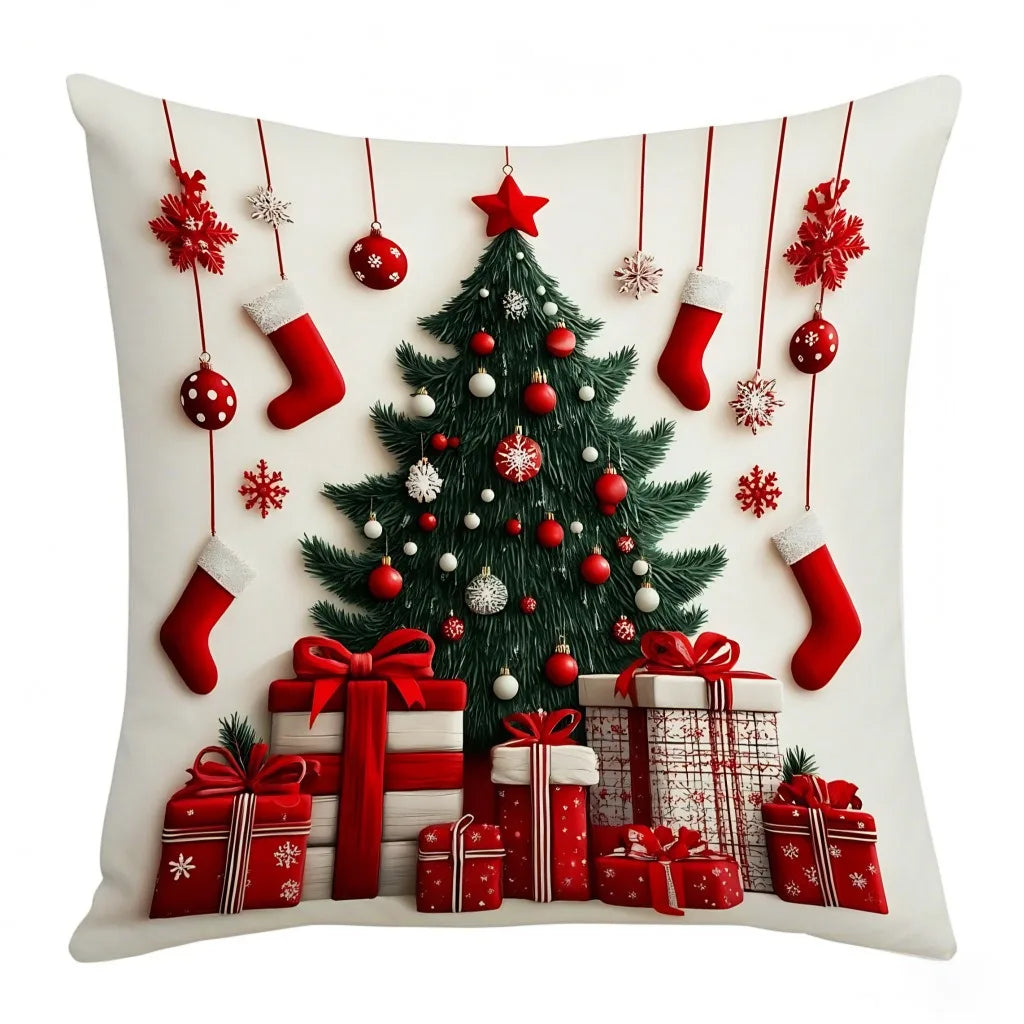 Christmas Pillow Cover 45x45cm Snowman Santa Throw Cushion Decor