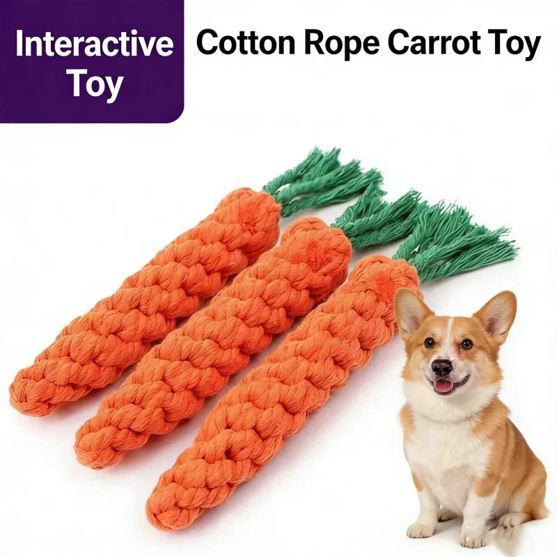 Carrot Dog Rope Chew Toy – Braided Cotton Teething Toy