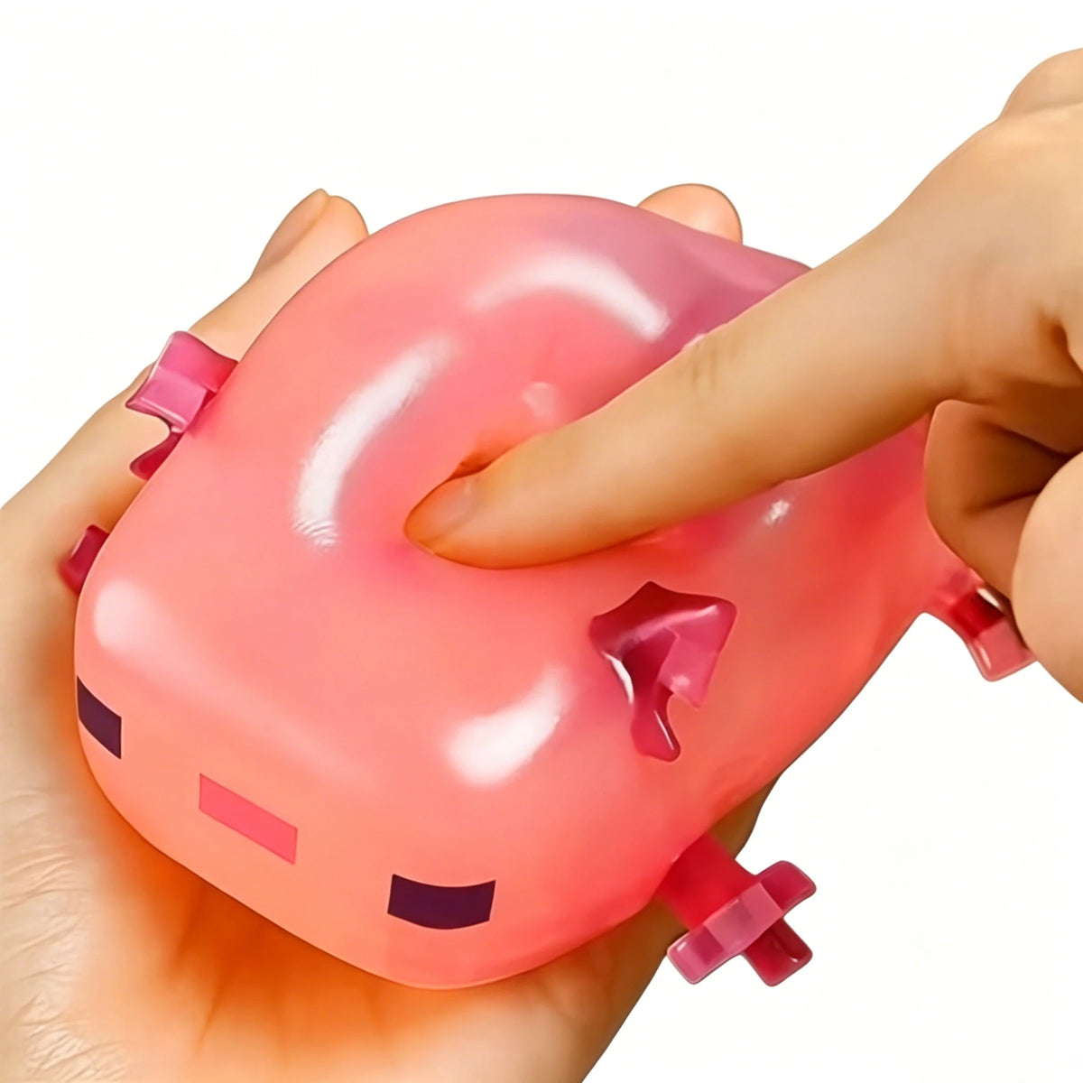 Axolotl Squishy Fidget Toy – Transparent Slow-Rising Cube