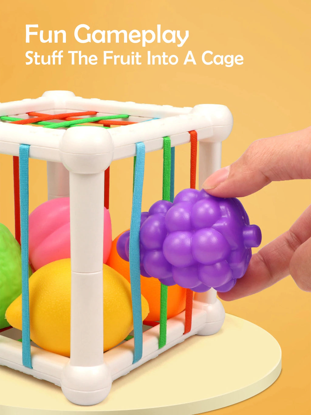 Rainbow Shape Sorter Toy – Montessori Sensory Cube