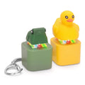 Small Yellow Duck and Frog Keychain, Duck Frog Clicker with LED Light, Adult Stress Relieving and Anxiety Sensing Toy