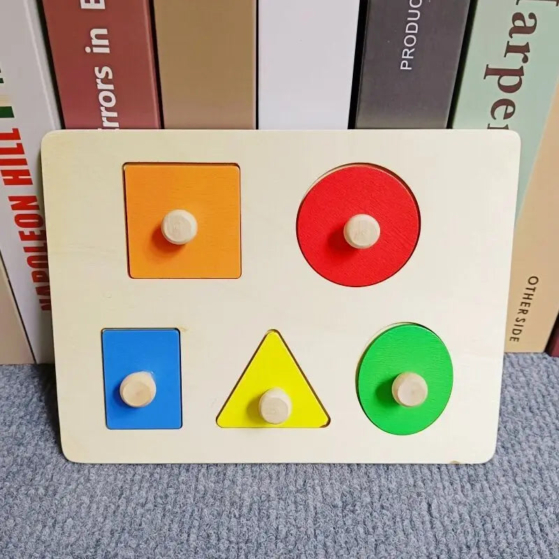 Wooden Shape Sorting Toy – Montessori Blocks & Puzzle