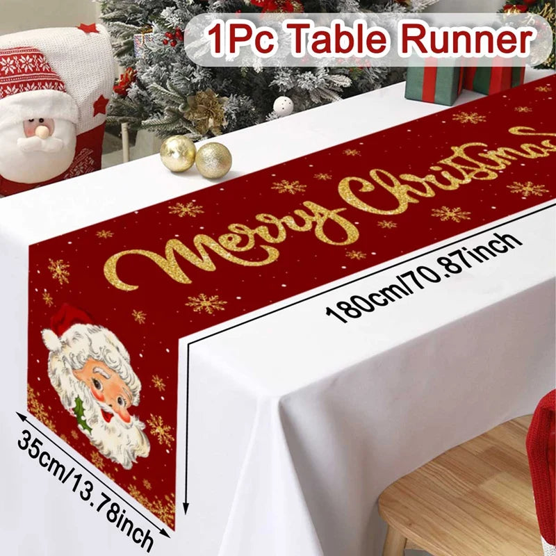 Santa Claus Christmas Table Runner – Holiday Table Decor