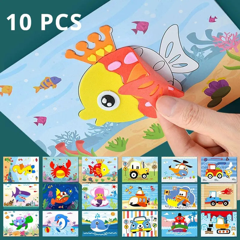 3D EVA Foam Stickers for Kids – 10-Piece DIY Craft Kit