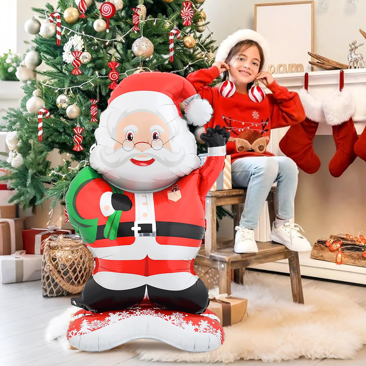 Christmas Foil Balloon Santa Snowman Tree Moose Decoration