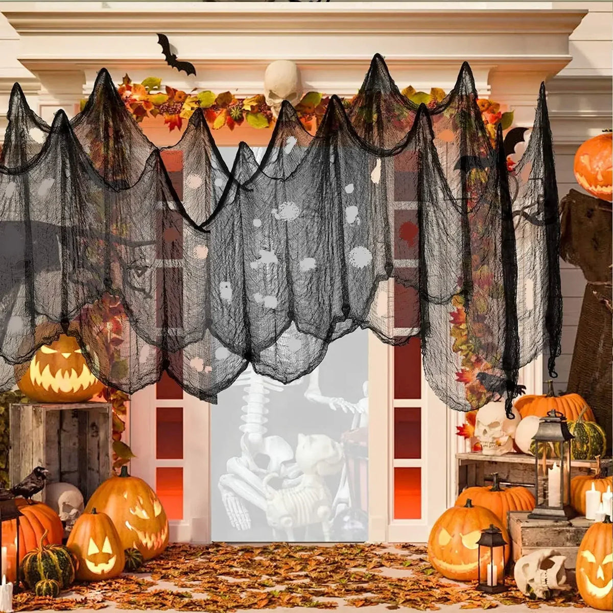 Halloween Creepy Cloth – Black Gauze for Haunted House Decor