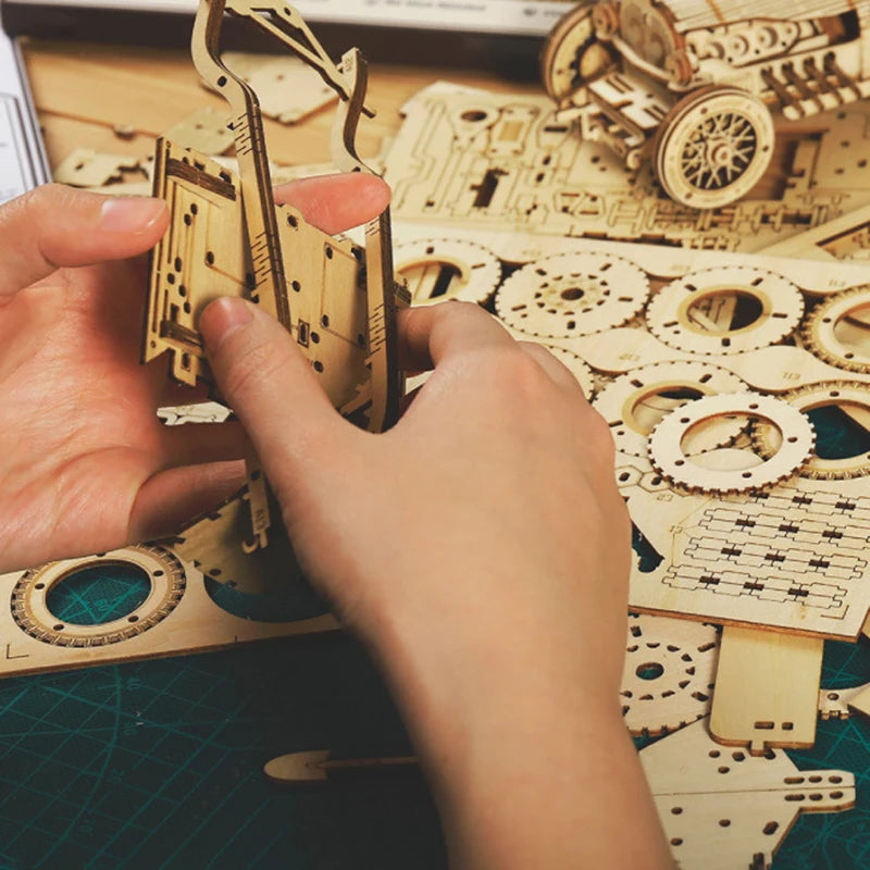 3D Wooden Car Puzzle – DIY Mechanical Model Kit