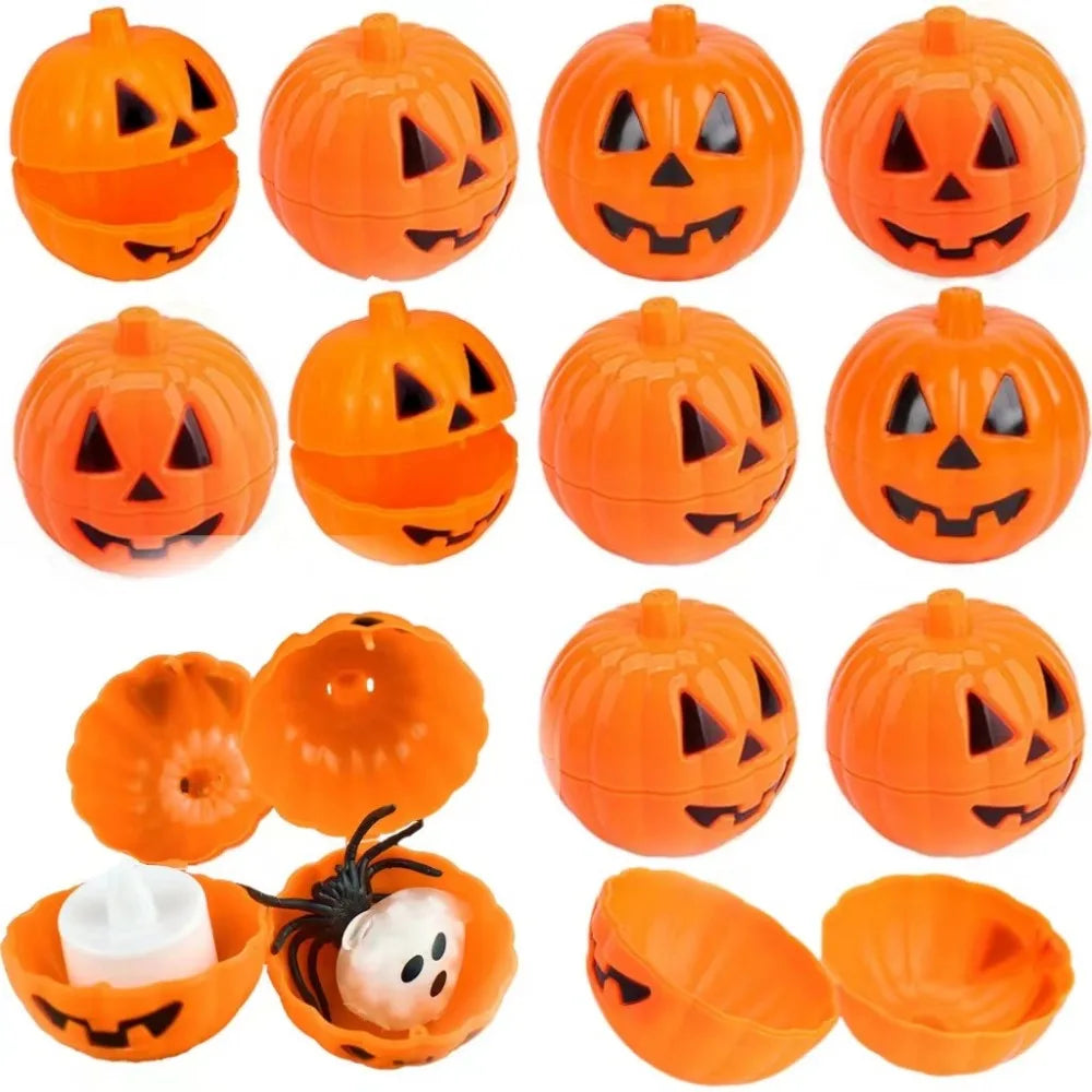 12/24PC Halloween Pumpkin Bucket Storage Box Kids Birthday Party Halloween Day of The Dead Party Favors Decoration Candy Filling