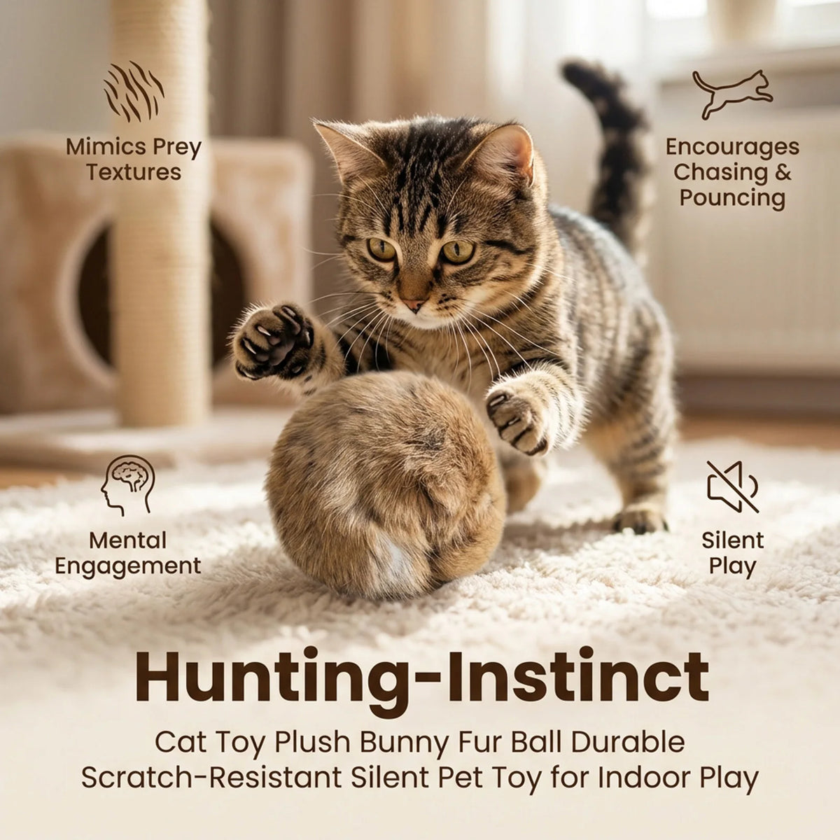 C 1/2/3/6Pcs 8cm Rabbit Fur Ball Cat Toy With Catnip Interactive Chasing Plush Toy Balls Pet Cat Accessories Supplies
