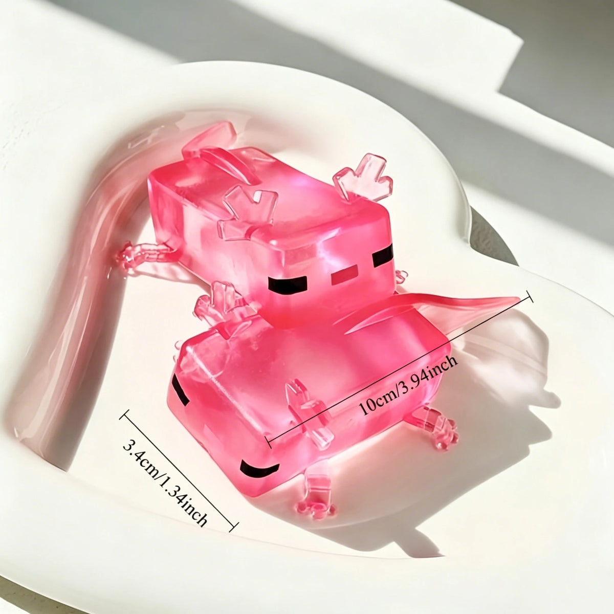 Axolotl Squishy Fidget Toy – Transparent Slow-Rising Cube