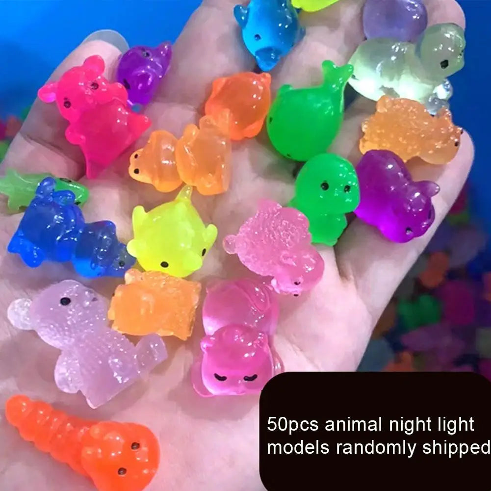 50PCS Glow in The Dark Mini Resin Animals Surprise Blind Box Set 60+ Styles Fairy Garden Decor DIY Craft Educational Toys