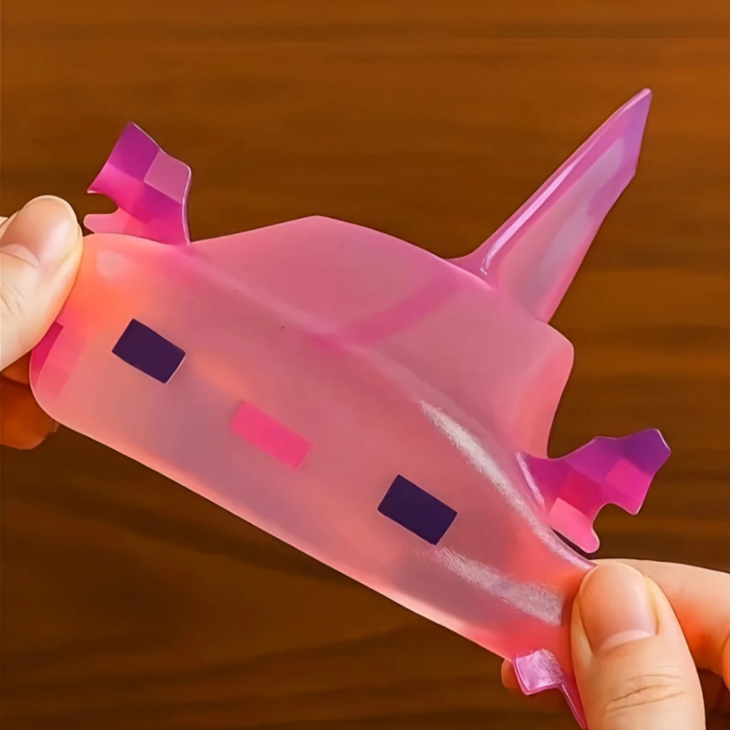 Axolotl Squishy Fidget Toy – Transparent Slow-Rising Cube