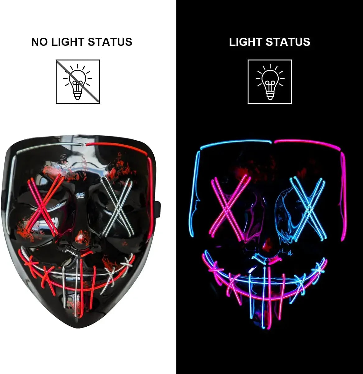 LED Halloween Mask – Light-Up Scary Mask for Costume Parties