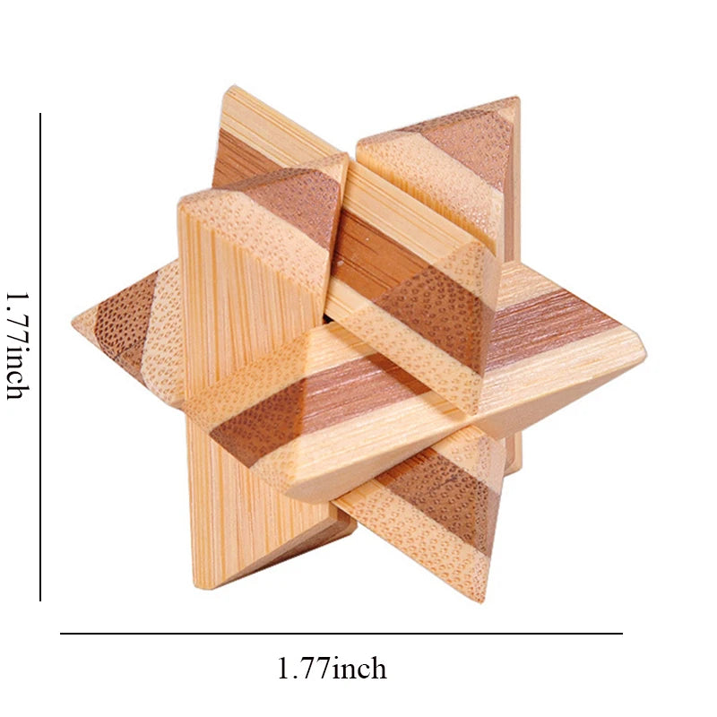 Wooden Kong Ming Lock Puzzle – 3D Lu Ban Brain Teaser