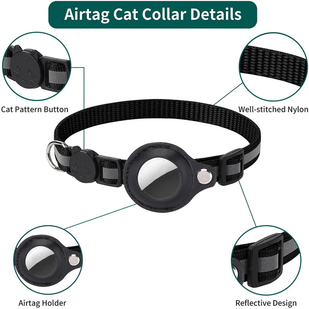 Cat AirTag Collar – Adjustable Reflective Breakaway Collar