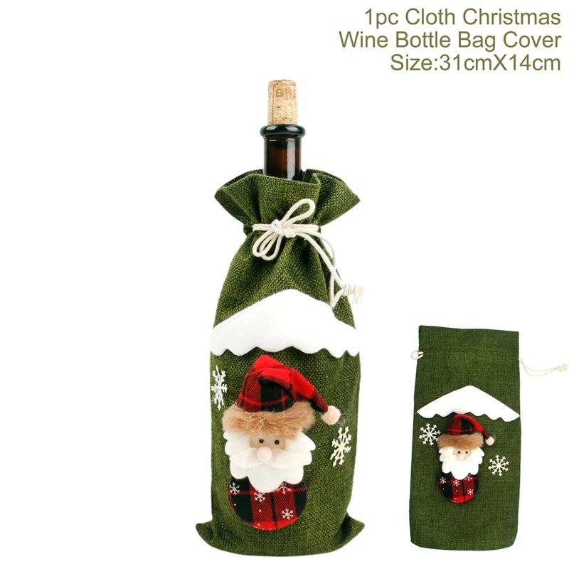 Christmas Wine Bottle Cover Festive Holiday Table Decor
