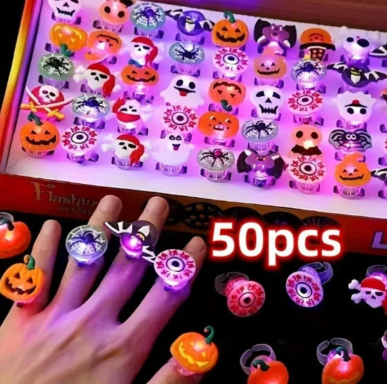 Halloween Light Up Rings – 50 Pcs LED Party Favors