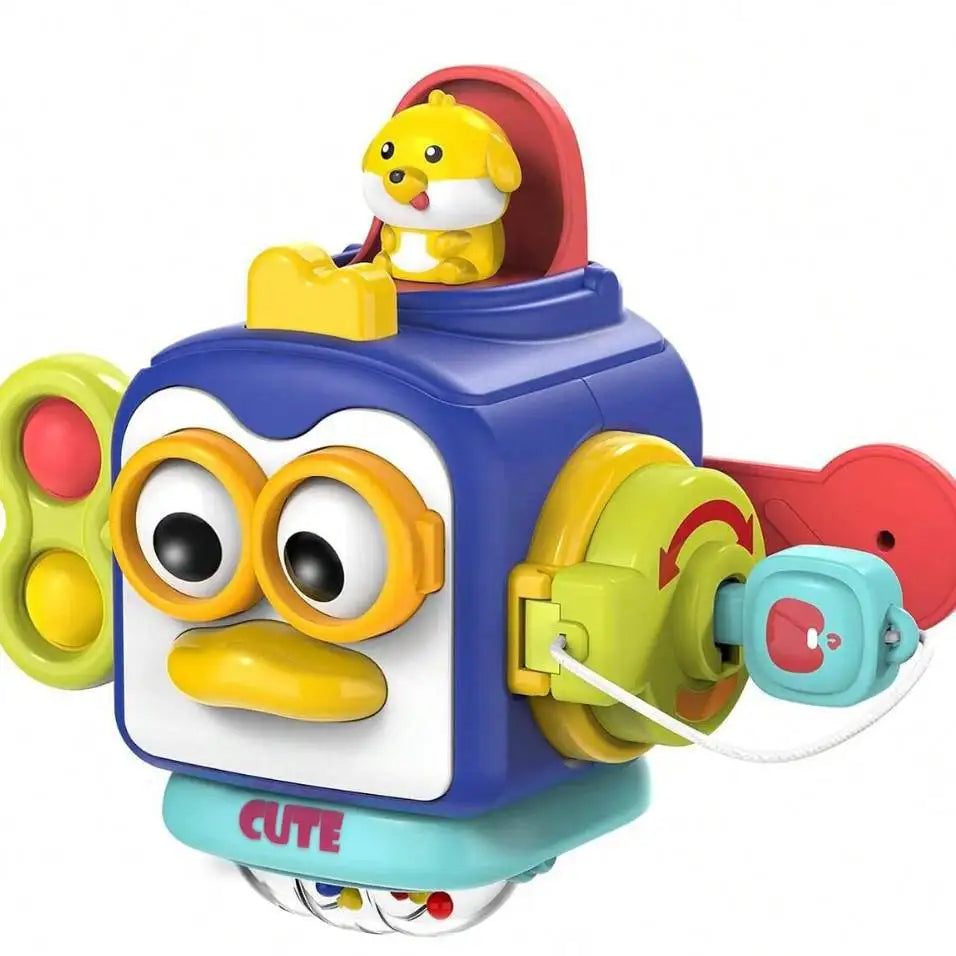 Montessori Busy Board Cube – Toddler Sensory Travel Toy