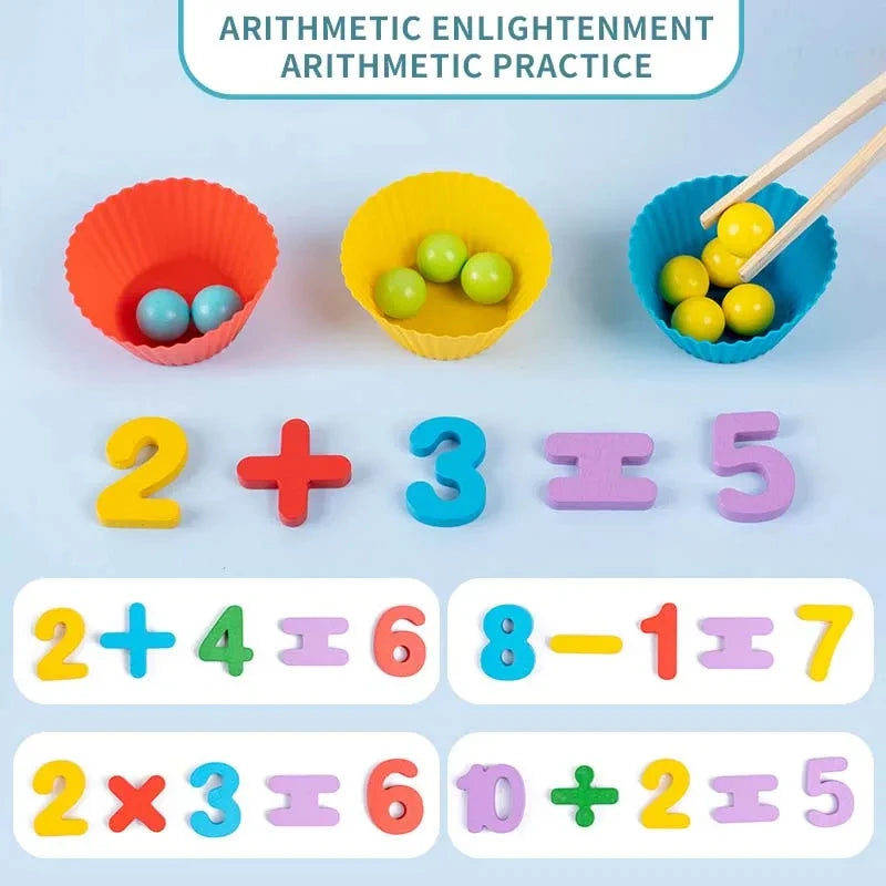 Wooden Sorting Beads Toy – Montessori Bowl Activity Set