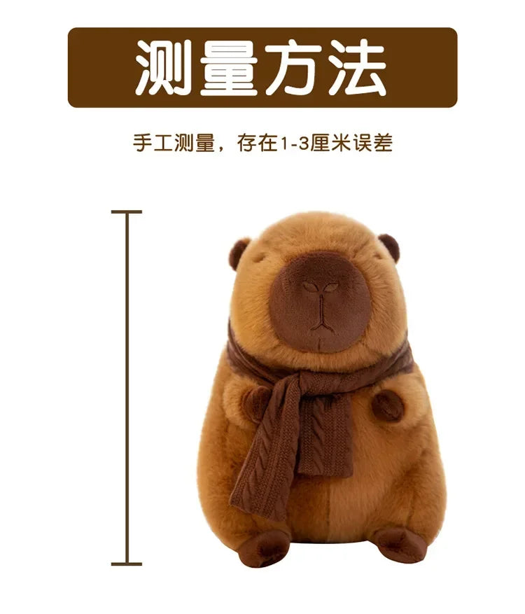 Capybara Plush Toy with Scarf, Soft Stuffed Animal in 25cm & 35cm