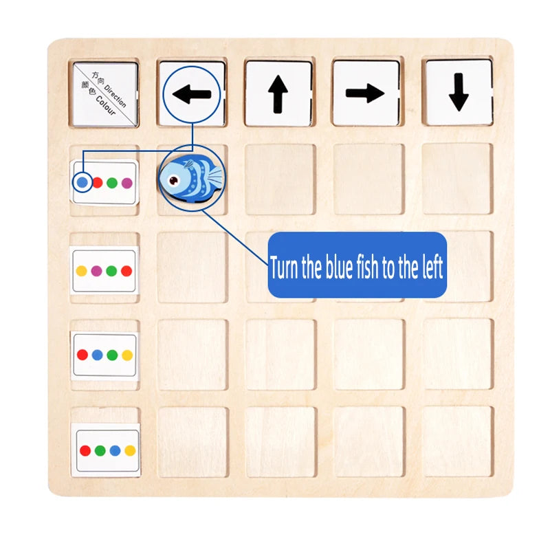 Wooden Logic Board Game – Color & Direction Matching Toy