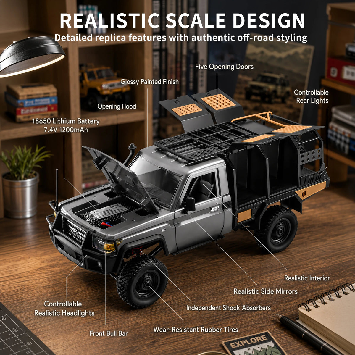 1:12 RC Off-Road Pickup Truck – 4WD Climbing Crawler