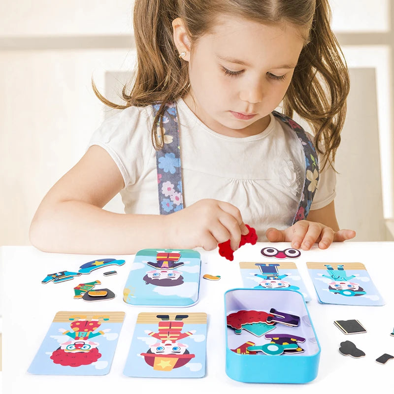 Magnetic Dress Up Puzzle Wooden Facial Expression Game