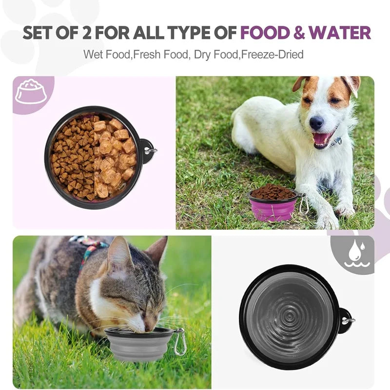 Collapsible Silicone Pet Travel Bowl for Dogs and Cats