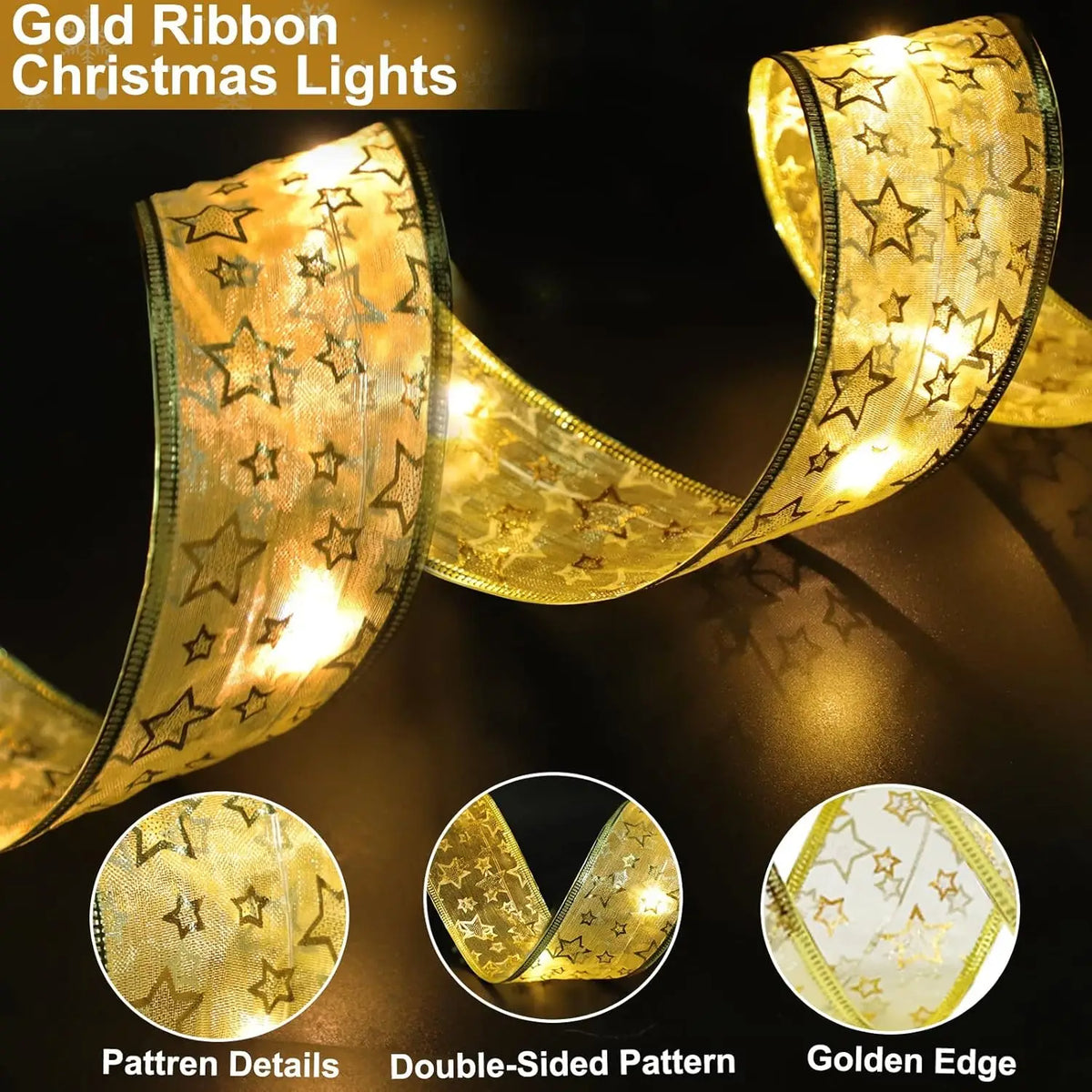 Christmas Ribbon String Lights DIY Fairy Light Tree Decoration