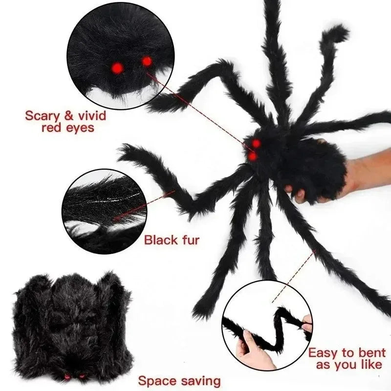 Giant Plush Halloween Spider Decoration in 7 Sizes