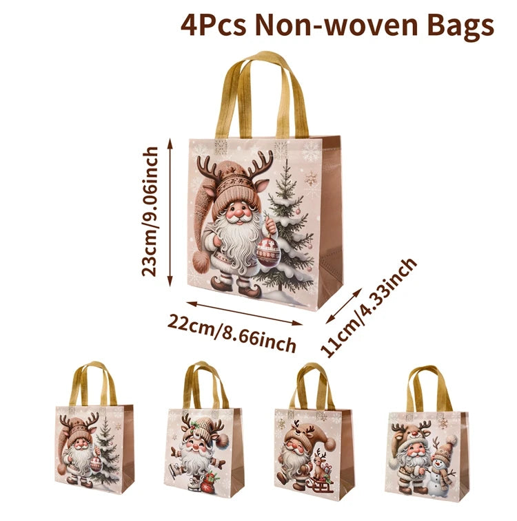 Christmas Gift Bags 4 Pcs Santa Holiday Party Favor Bags