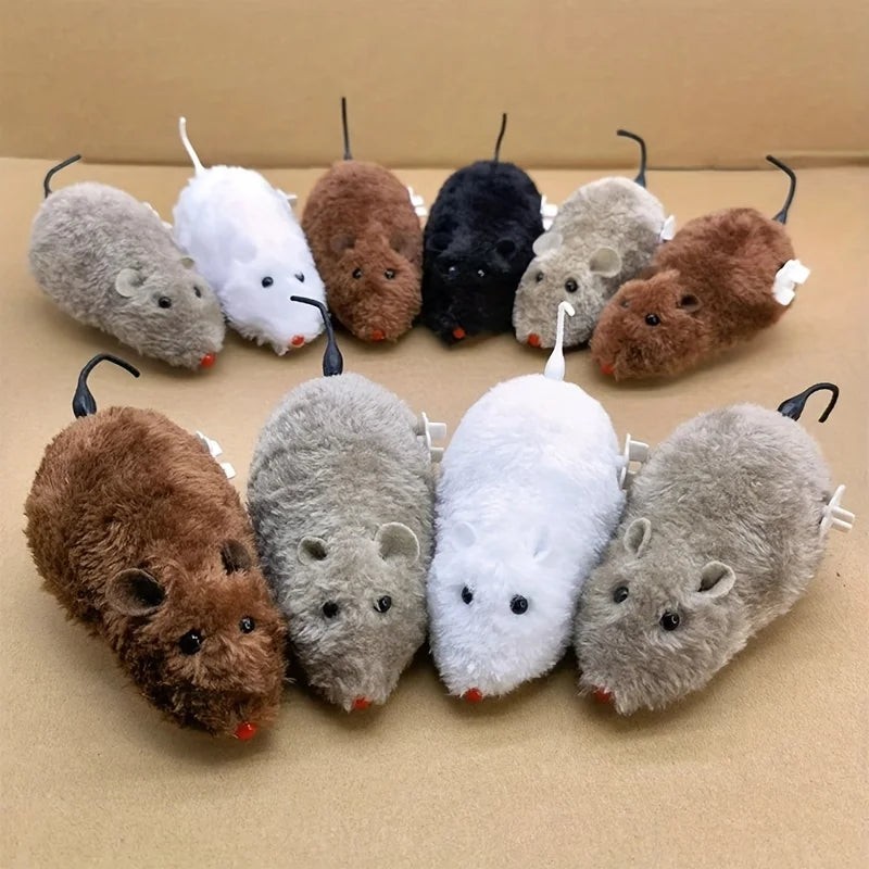 Wind-Up Mouse Cat Toy – Plush Mechanical Moving Mouse