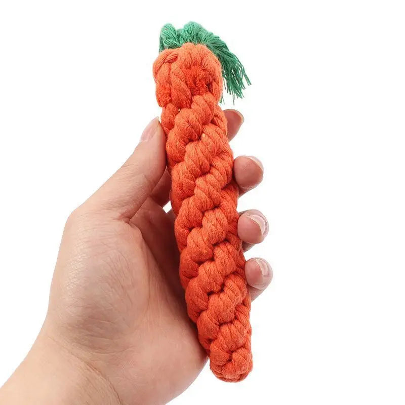 Carrot Dog Rope Chew Toy – Braided Cotton Teething Toy