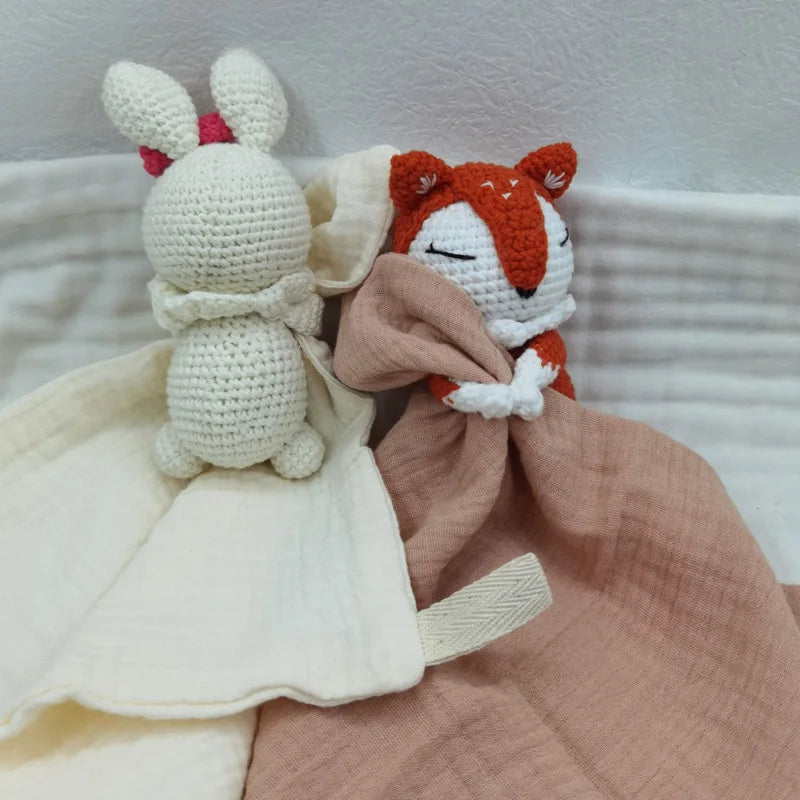 Crochet Soother Appease Towel Bib Soft Bunny Bear Sleeping Doll Teether Infants Comfort Sleeping Nursing Cuddling Doudou Blanket