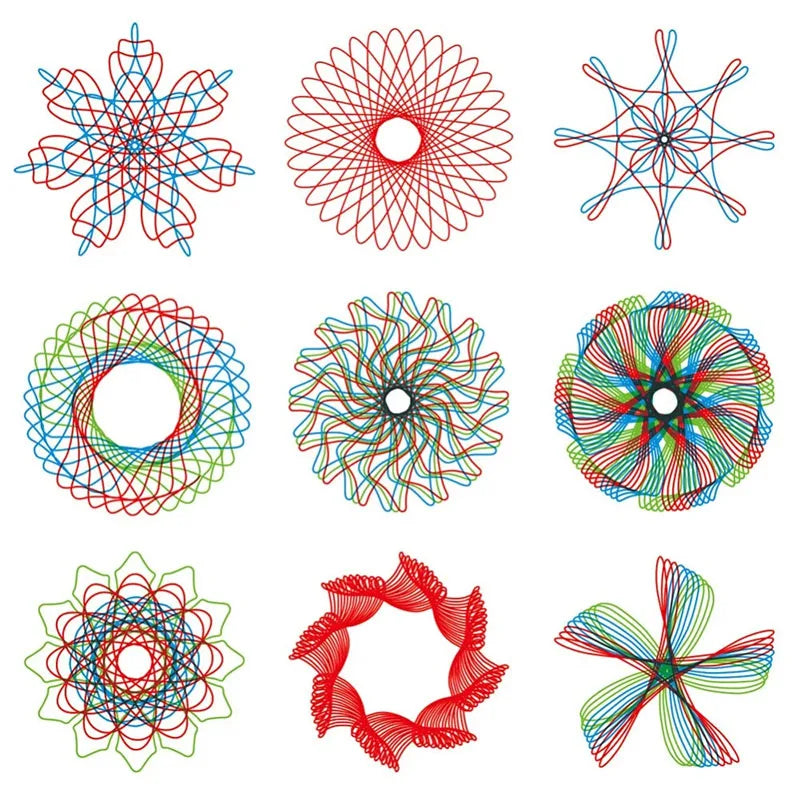 Spirograph Drawing Set with Interlocking Gears and Geometric Wheels