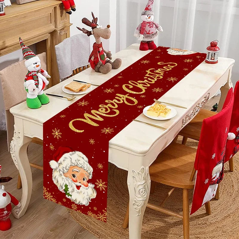 Santa Claus Christmas Table Runner – Holiday Table Decor