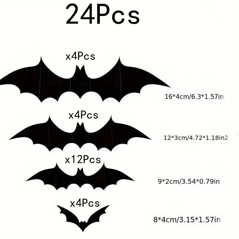 12-Pack 3D Halloween Bat Wall Stickers for Home & Party Decor