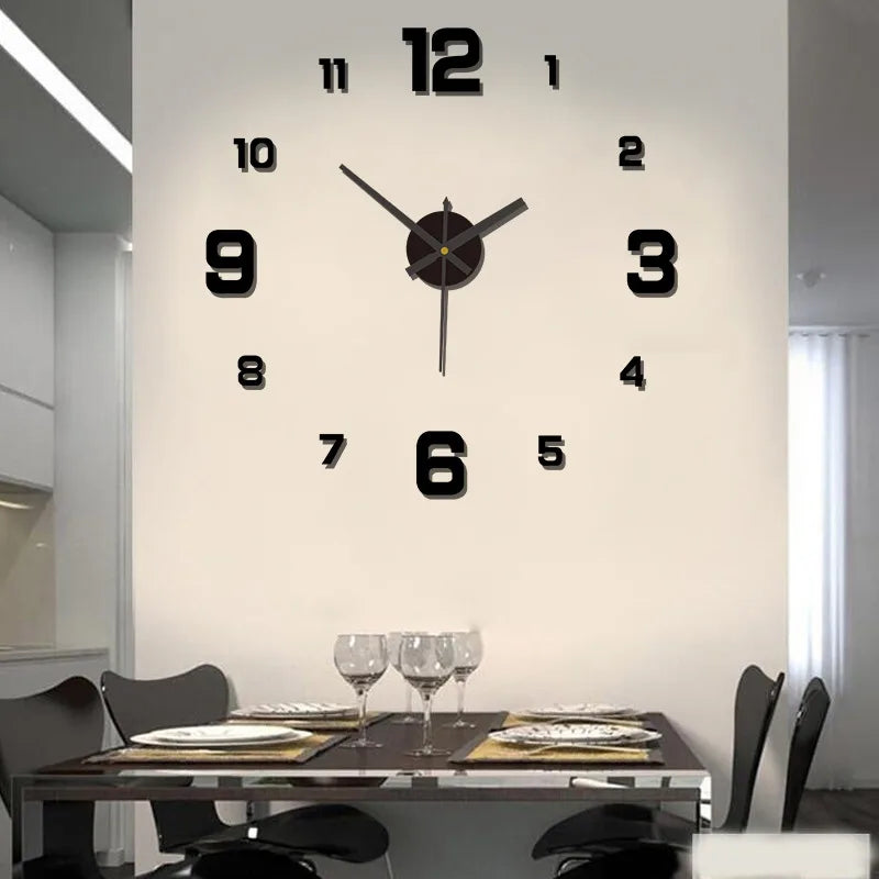 3D Wall Clock – Frameless DIY Decorative Clock
