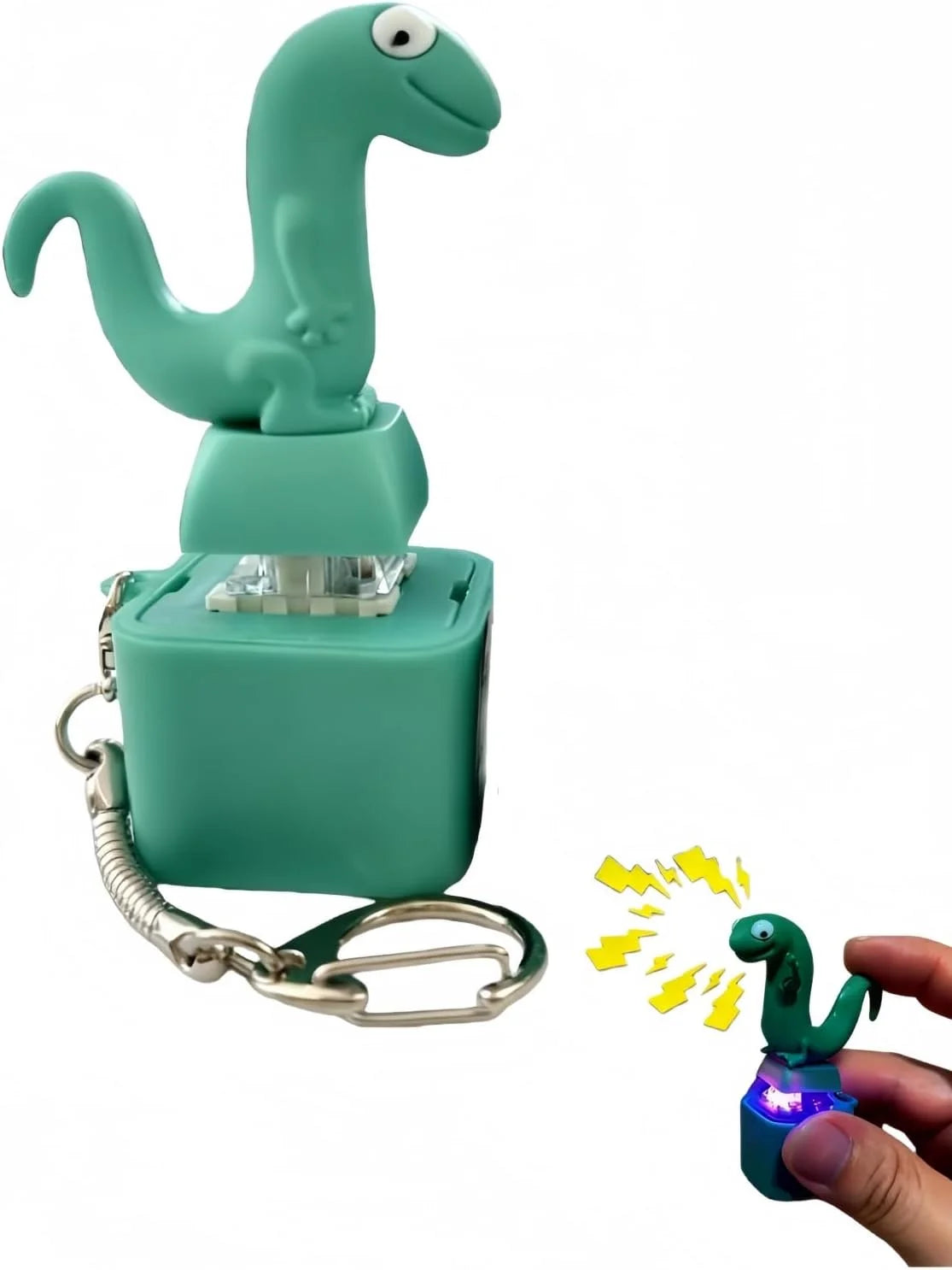 Small Yellow Duck and Frog Keychain, Duck Frog Clicker with LED Light, Adult Stress Relieving and Anxiety Sensing Toy