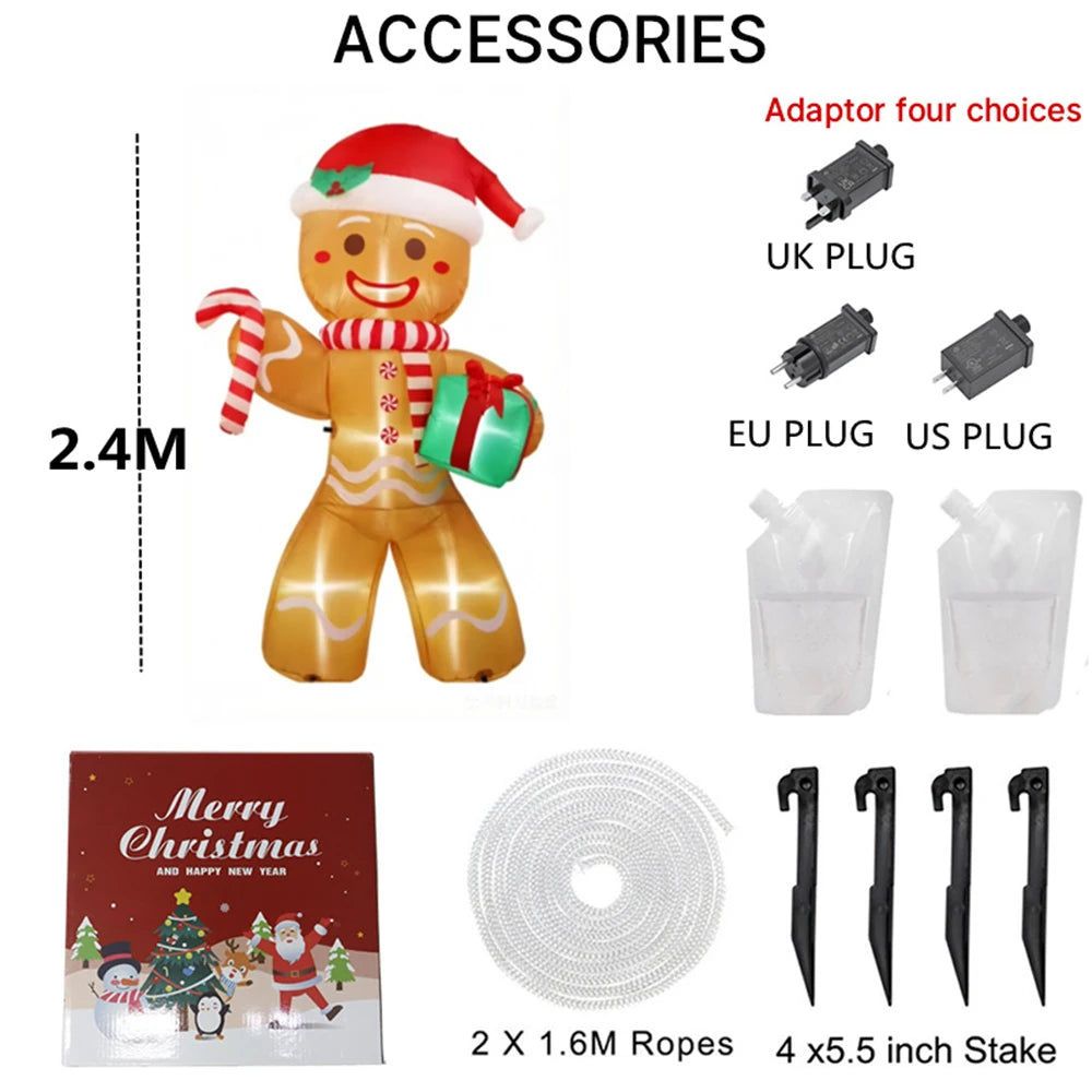 8ft Christmas Inflatable Gingerbread Man with LED Lights