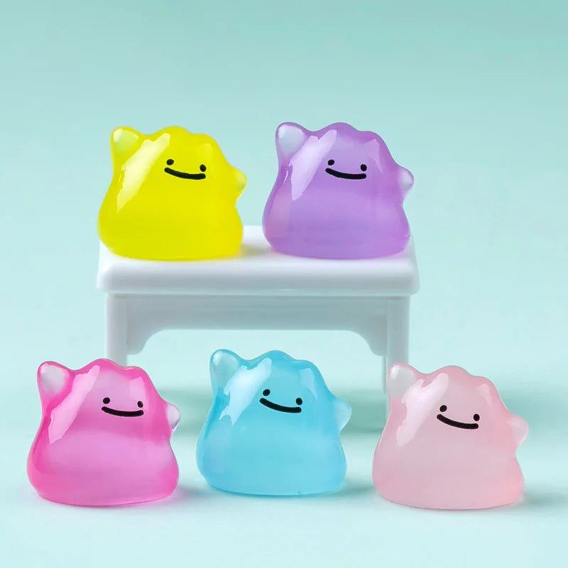 6pcs/Set Anime Pocket Monsters Multicolor Mini Figures Glow In The Dark Ditto Cute Model Decoration Doll Halloween Surprise Gift