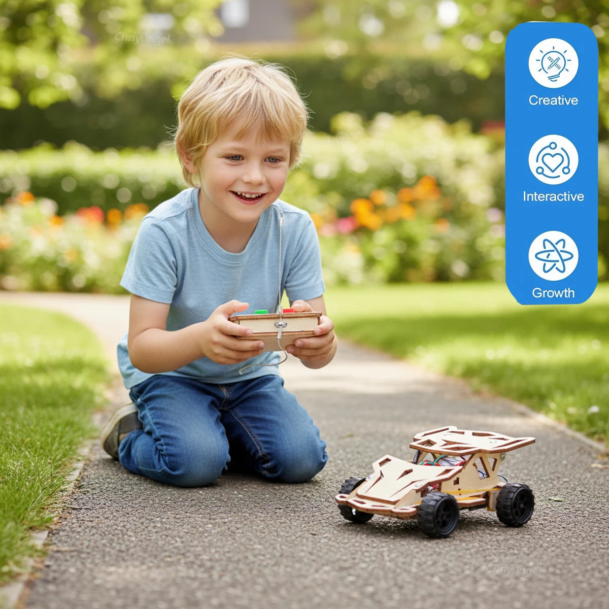 DIY Wooden Remote Control Car Kit for STEM Learning and Racing