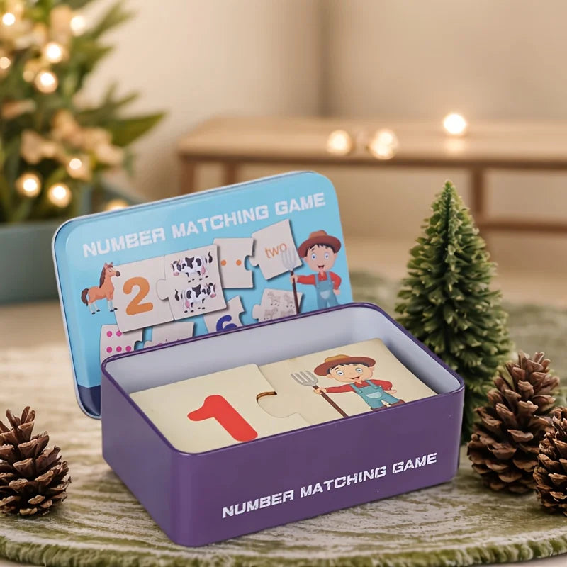 Wooden Number Matching Puzzle – Animal Counting Math Board