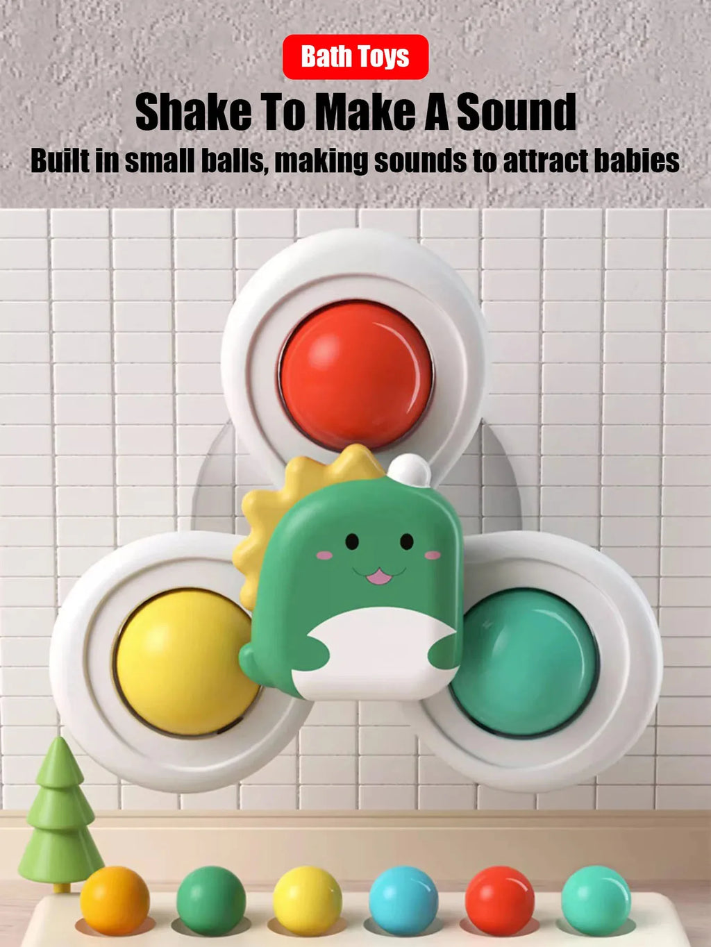 Baby Bath Spinning Toys – 3-Piece Suction Cup Set