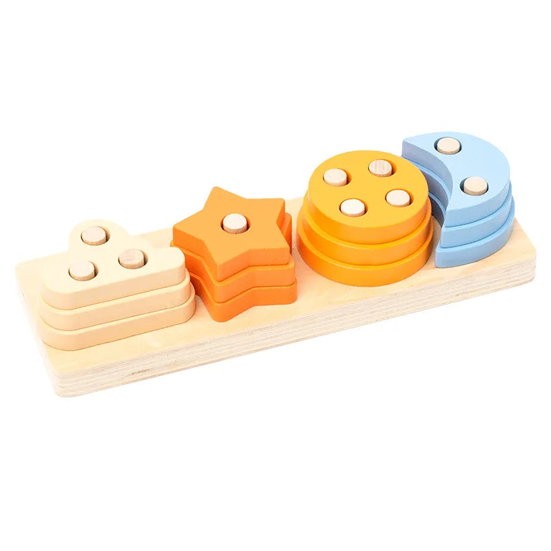 Wooden Building Blocks – Montessori Shape Matching Puzzle