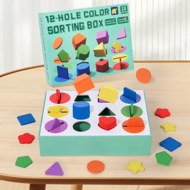 Wooden Geometric Shapes Toy – 3D Sorting Game