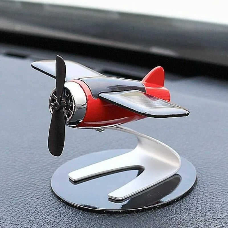 Solar Airplane Ornament – Rotating Car Dashboard Decor