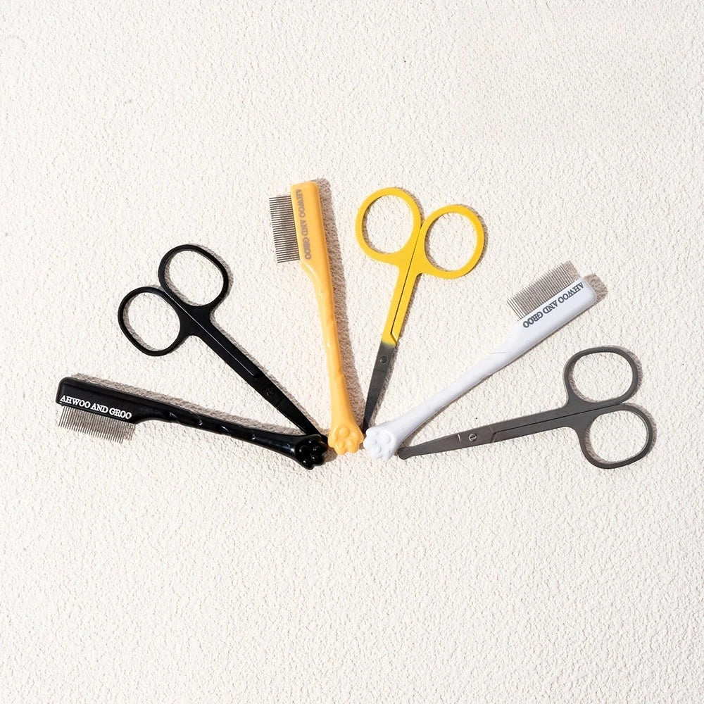 Pet Tear Stain Removal Comb Set, Dog & Cat Eye & Paw Cleaning Grooming Scissors, Pet Hair Care Supplies
